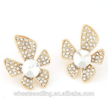 2014 Stock CZ Diamond Plated Gold Earring For Women